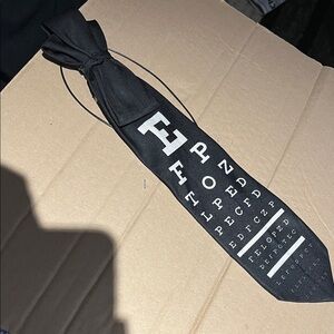 Black Designer Eye Chart Print Tie